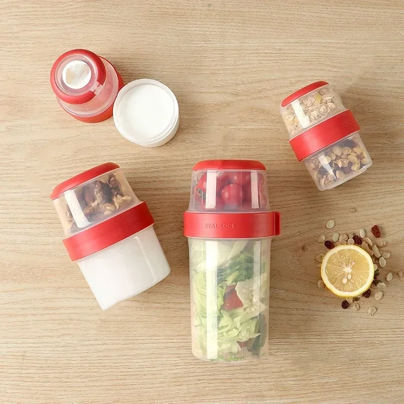 Meal Prep Kits - Double-layer Sealed Compartmented Crisper Box Oatmeal