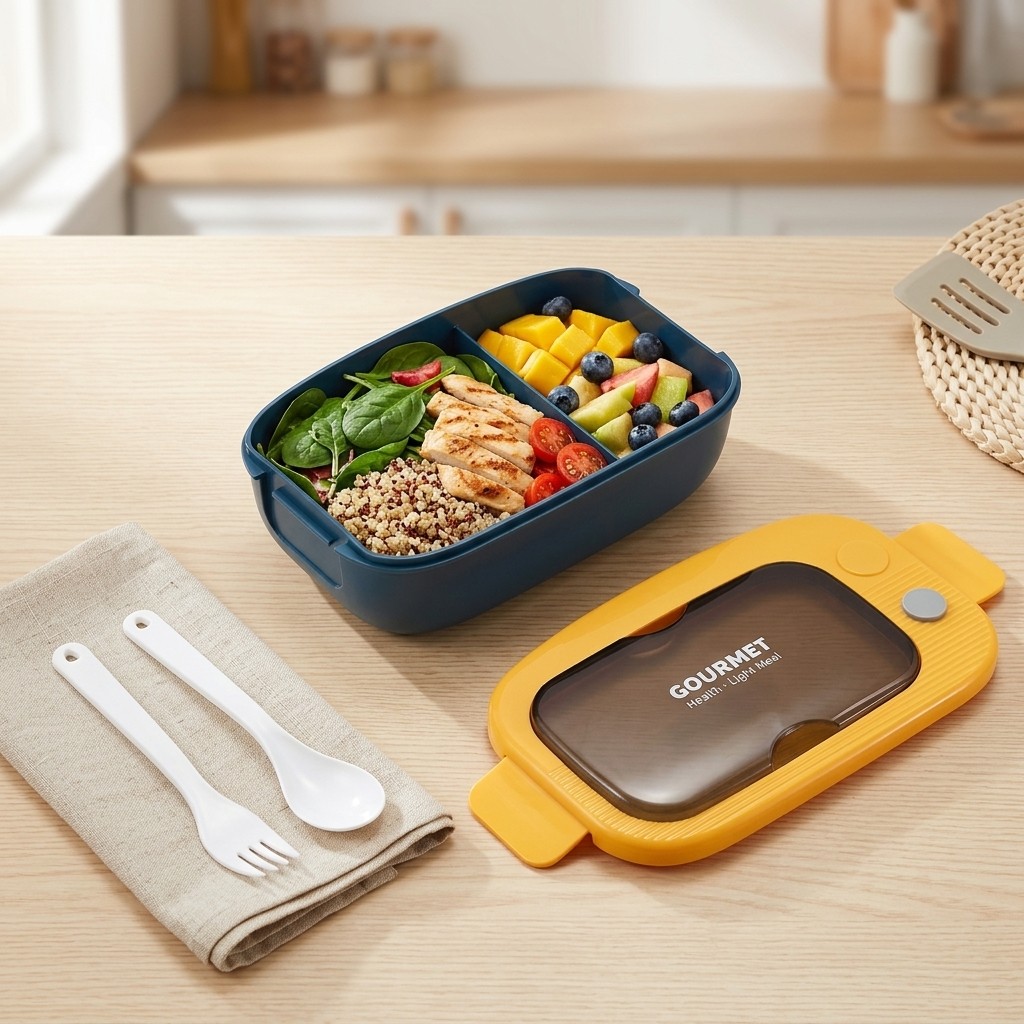 Meal Prep Or Prep Meal - Plastic Bento Lunch Box 2 Compartment
