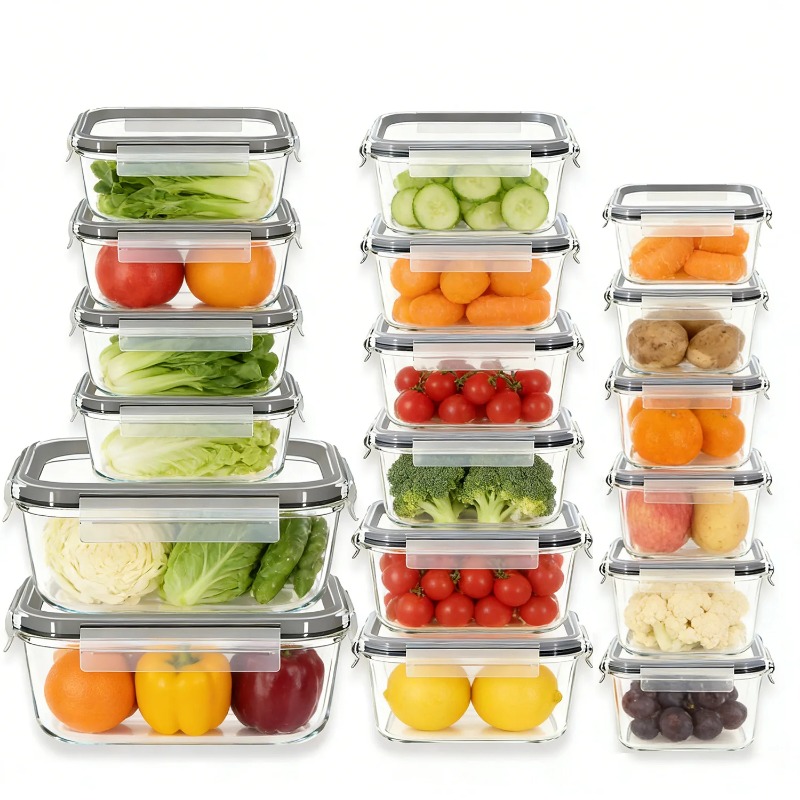 Meal Prep Kits - 18 Pack Glass Food Storage Containers