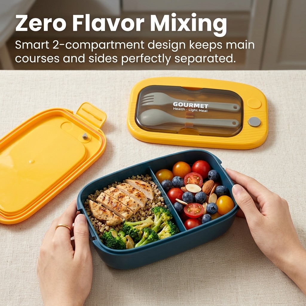 Plastic Bento Lunch Box 2 Comp - Meal Prep Or Prep Meal recension och pris