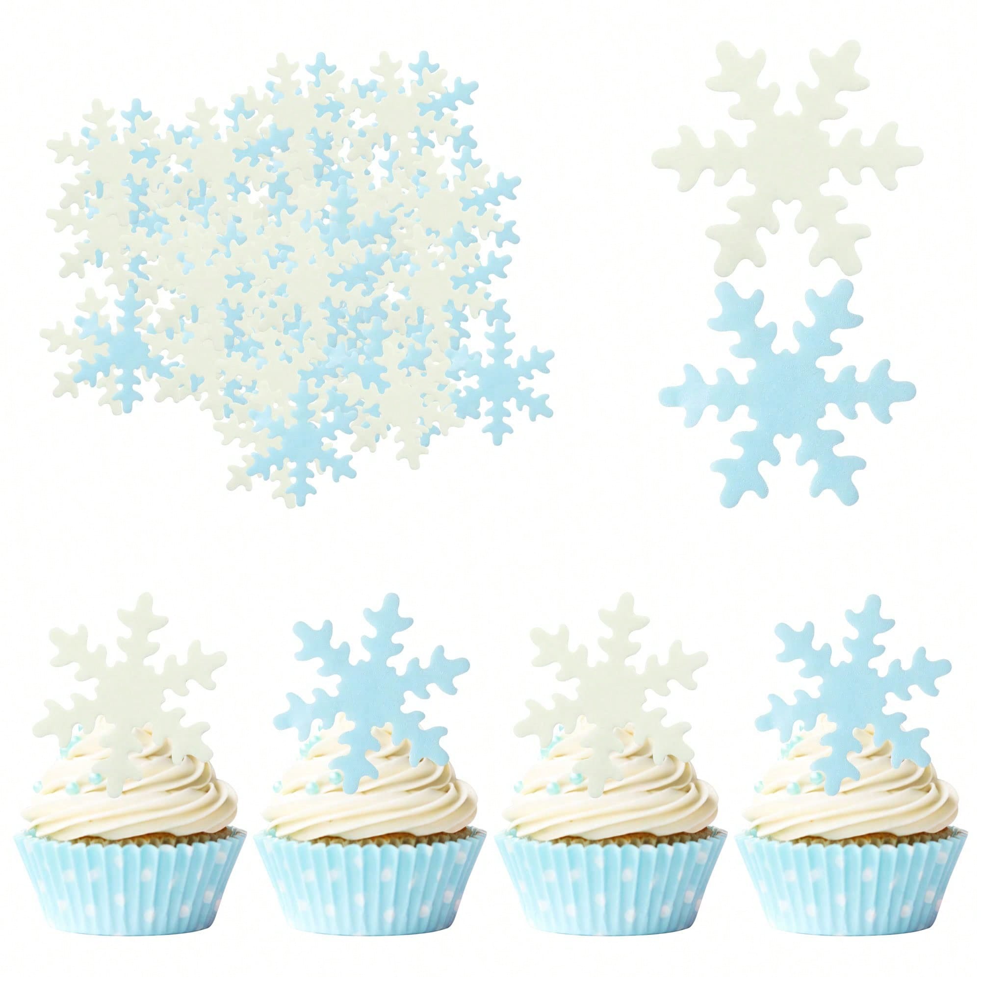50Pcs Blue White Cupcake Toppe - Meal Prep Frozen recension och pris