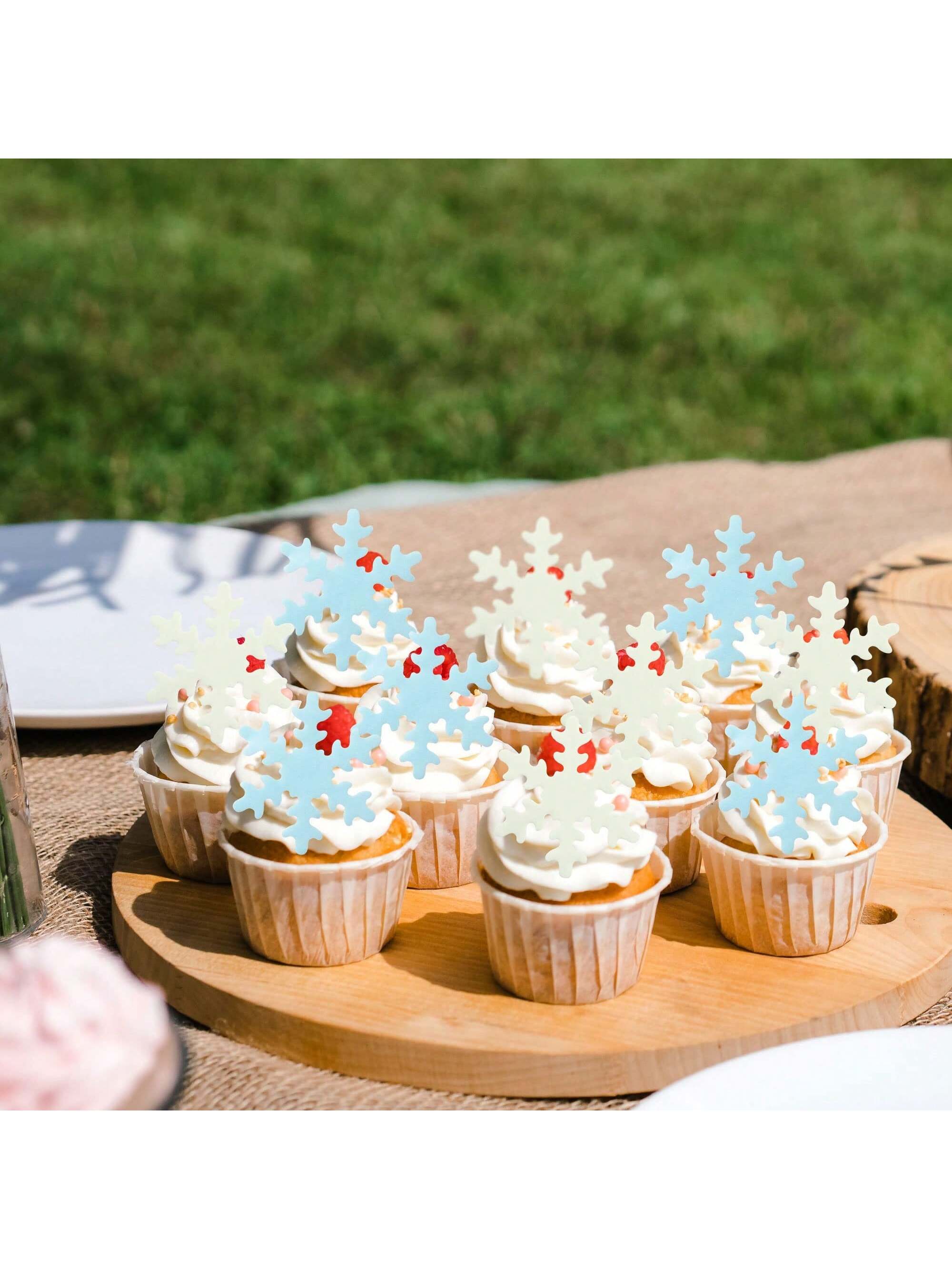 50Pcs Blue White Cupcake Toppe - Meal Prep Frozen recension och pris