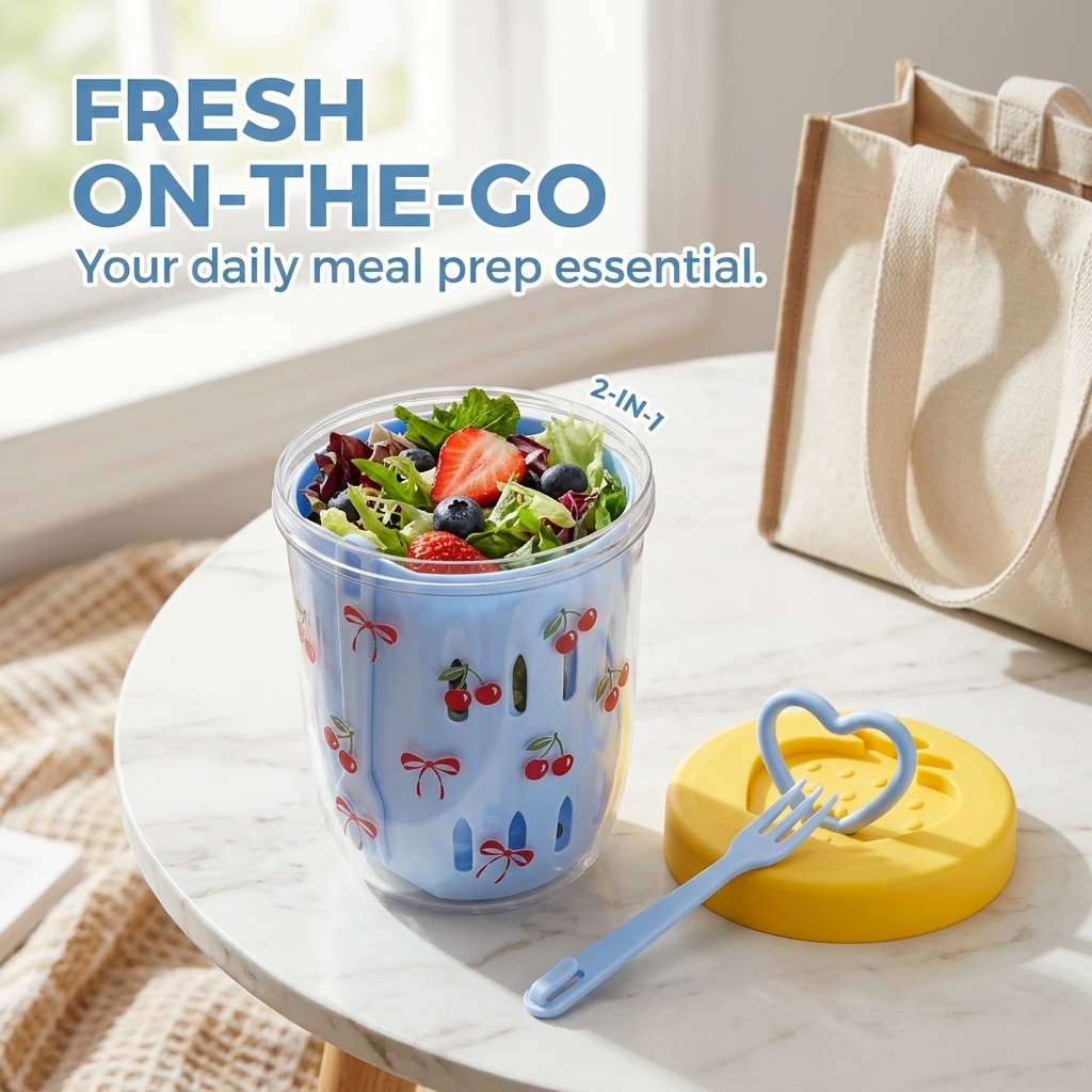 Plastic Salad Container with L - Meal Prep Or Prep Meal recension och pris