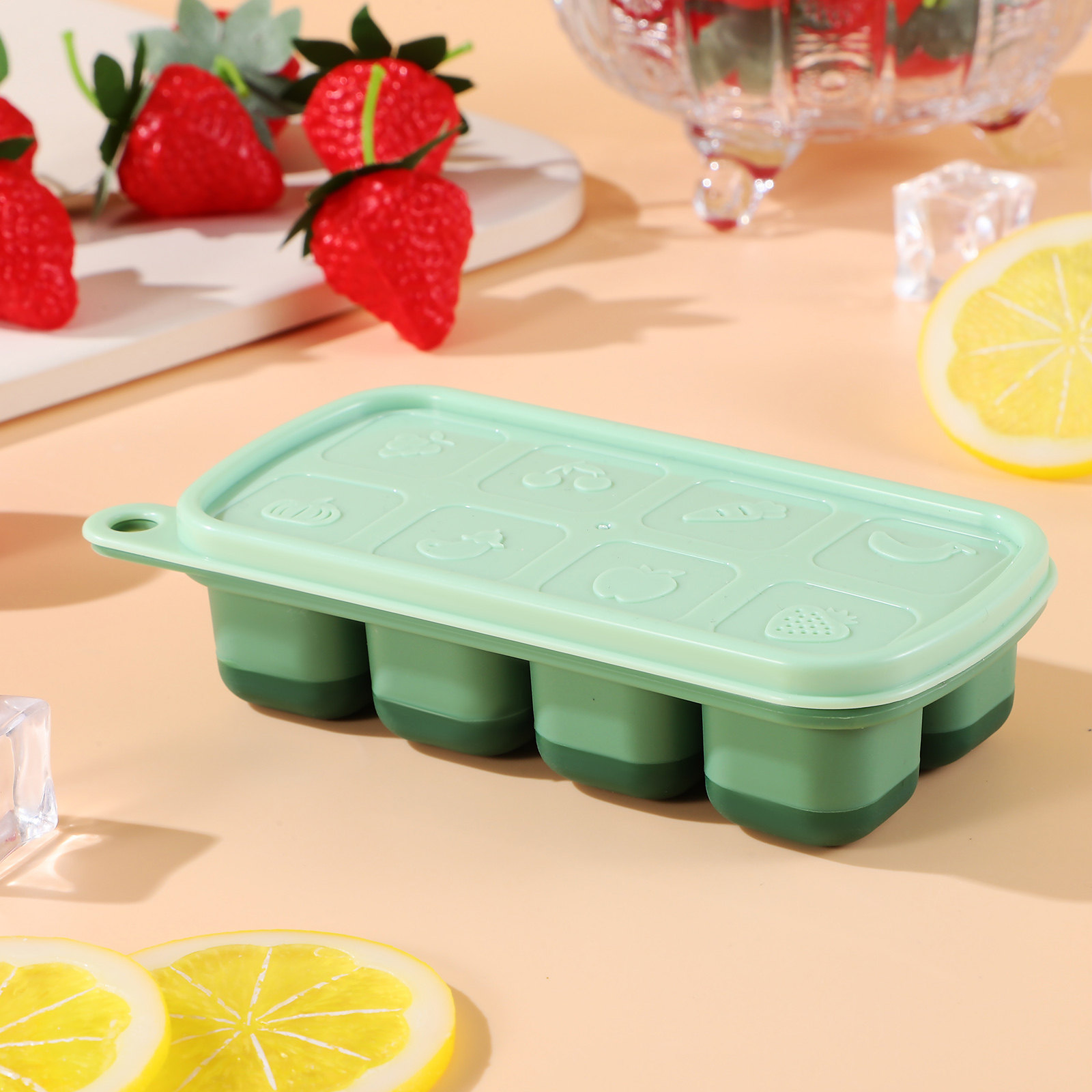 Silicone Ice Cube Tray with Li - Meal Prep Easy recension och pris