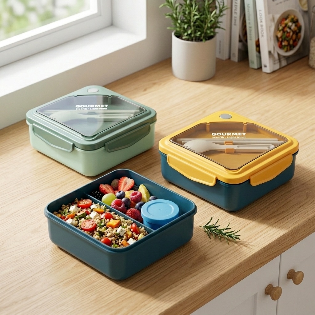Sealed Plastic Bento Lunch Box - Meal Prep Or Prep Meal recension och pris